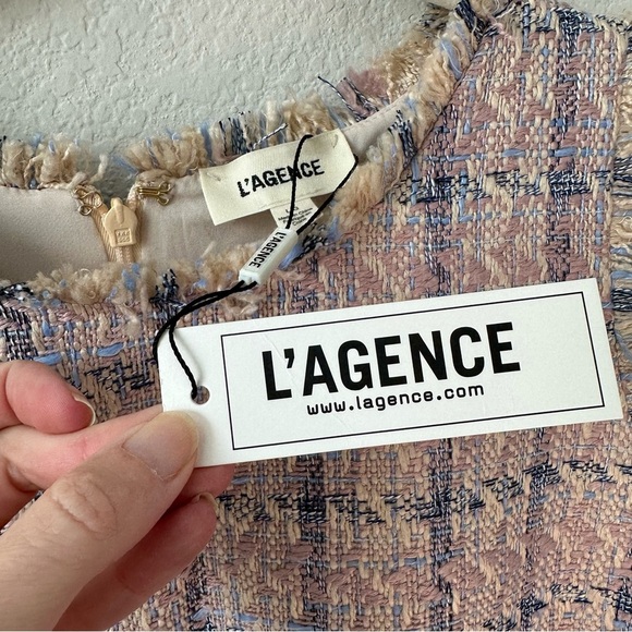 NWT L'Agence Florian Florian Tweed
Shift Mini Dress SZ L - Picture 6 of 9